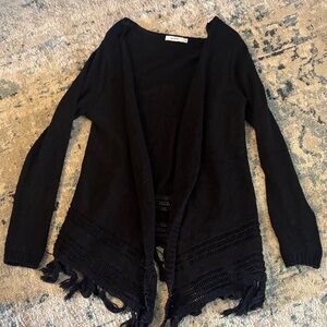 Ricki's Black Cardigan with Fringe